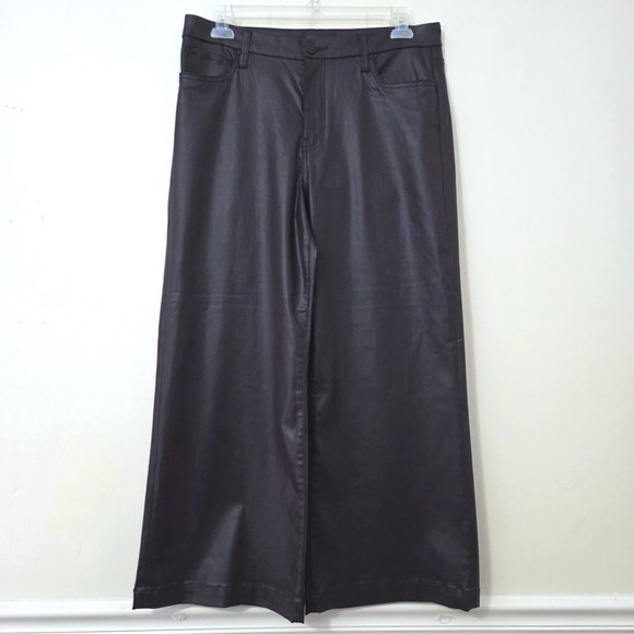 KUT From the Kloth Meg Pants Sz 14 Fab Ab Wide Leg Coated Purple Ankle Trousers - Picture 2 of 15
